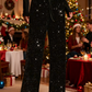 💖LAST DAY SALE 60% OFF🥰Women's Sequin Sparkle Wide Leg Pants with Elastic Waistband